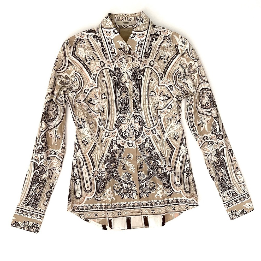 NEW ETRO MILANO new Sciancrato button up brown paisley printed blouse 38 s 2